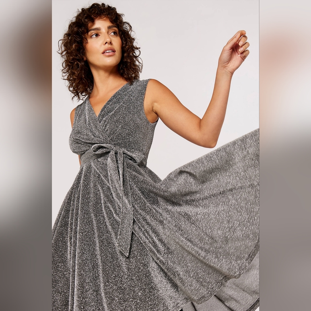 Silver fit and flare dress